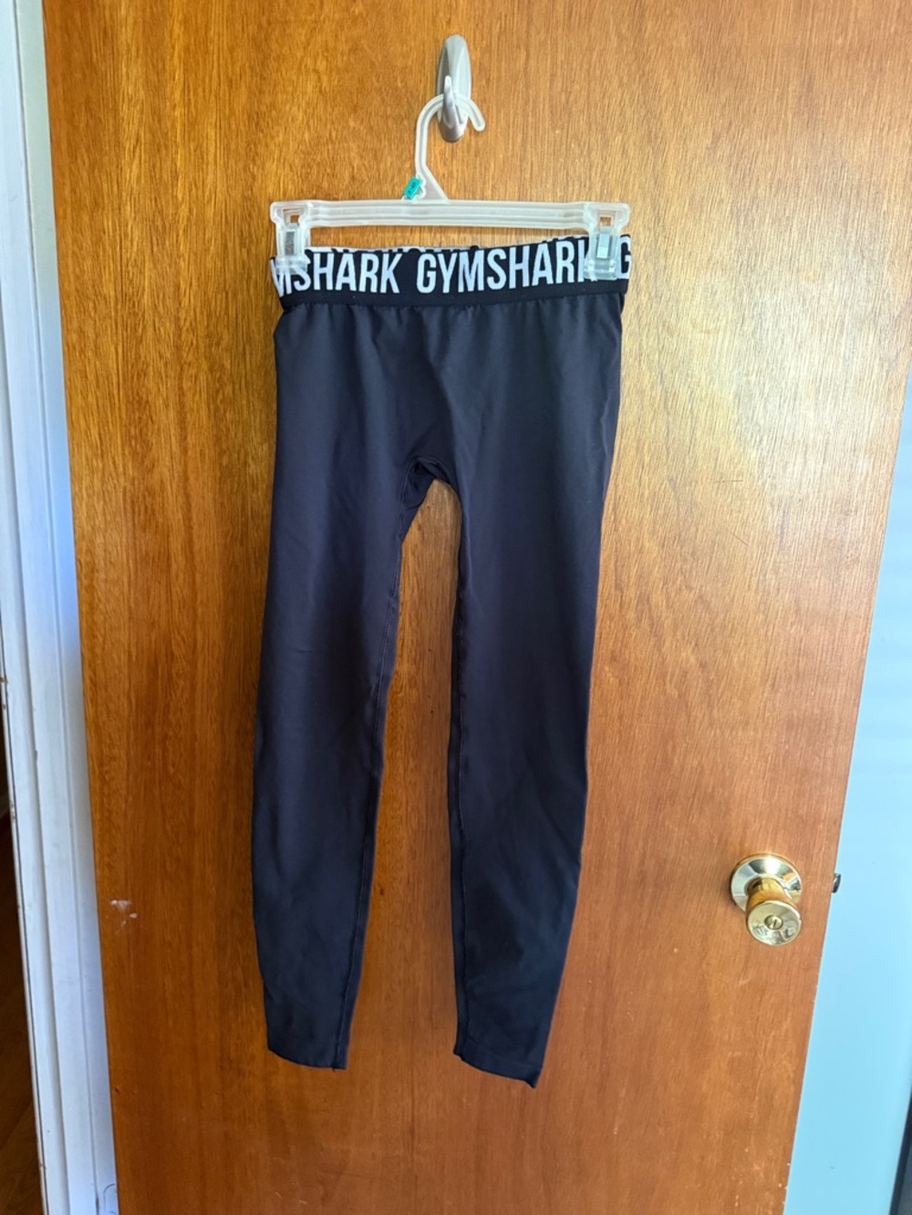 Gymshark Black Leggings with White Logo Waistband Women’s Size Small